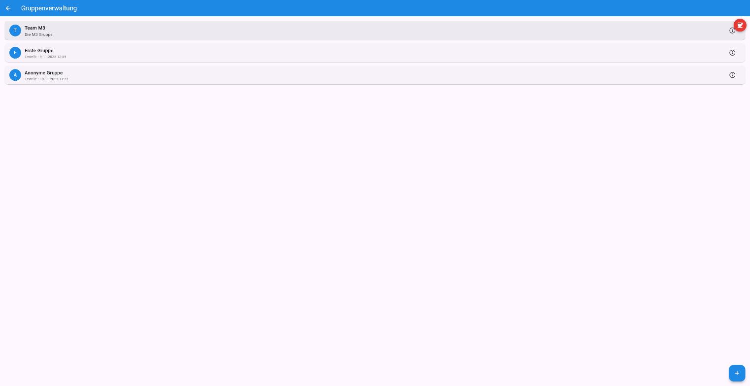 Gruppenverwaltung mit Liste eigener Gruppen