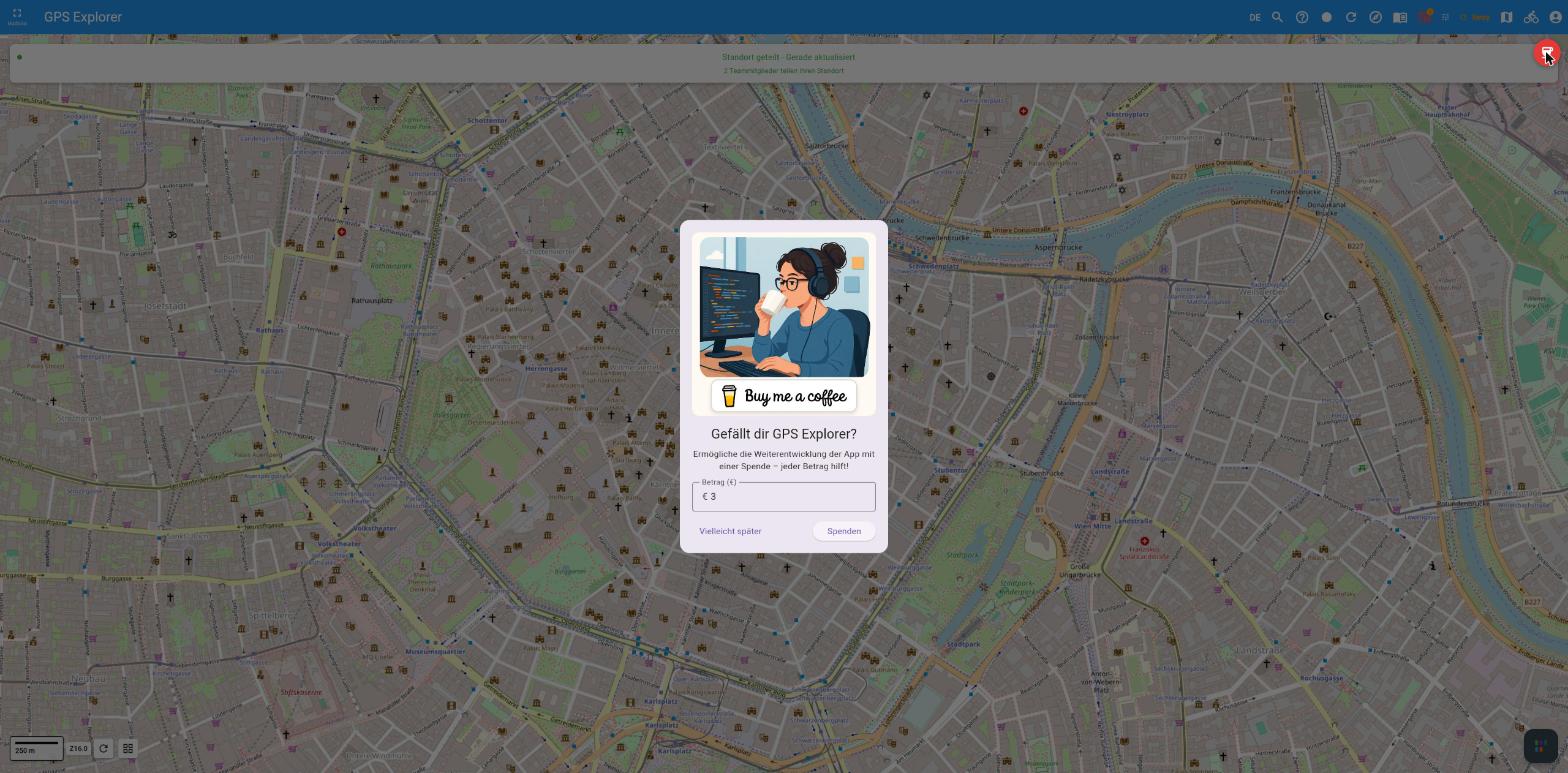 Spenden-Dialog Gefällt dir GPS Explorer