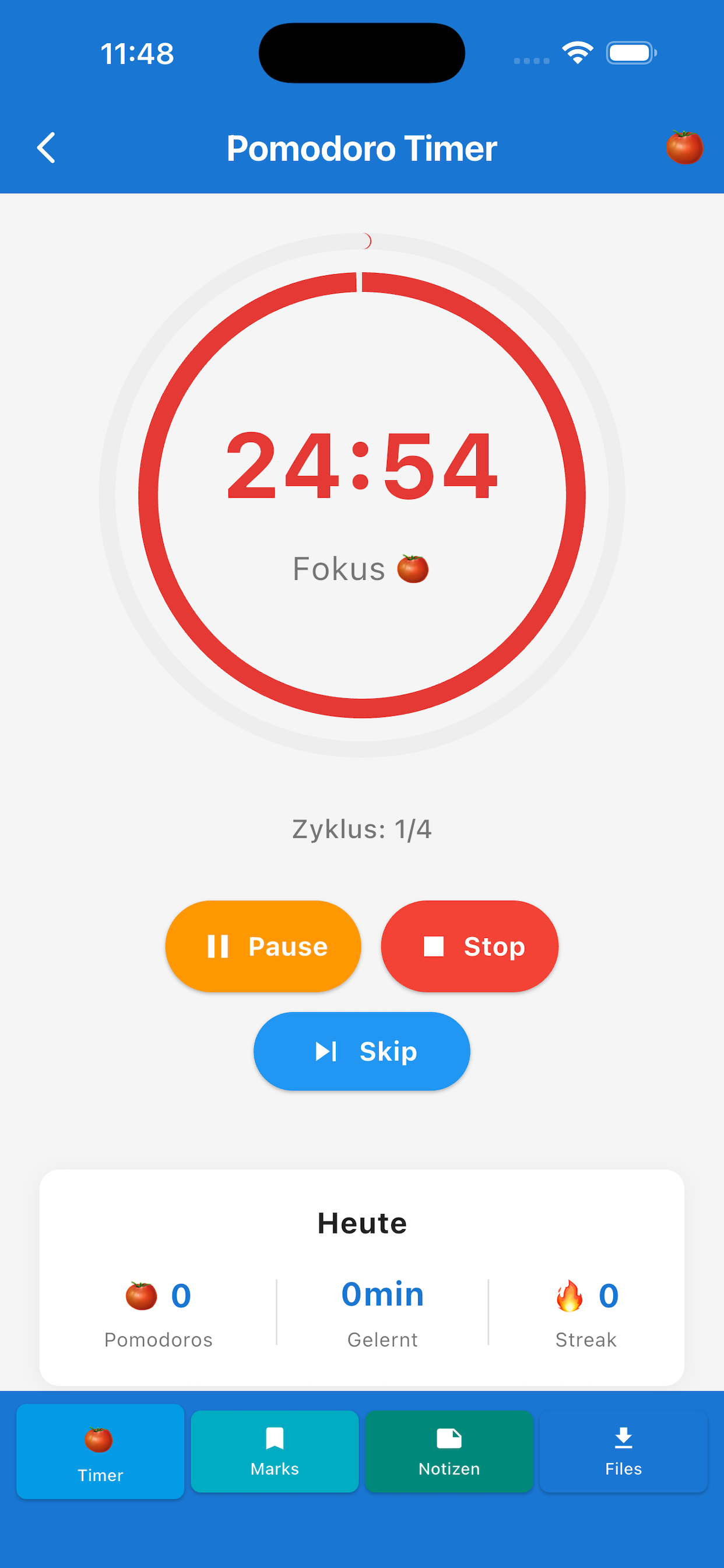 Matura App Pomodoro Timer